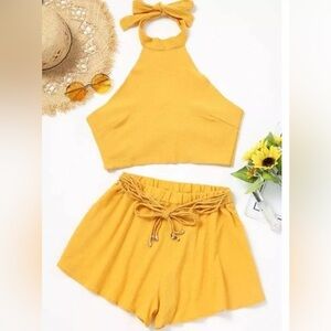 NWT!! Yellow Halter Top and Shorts Set